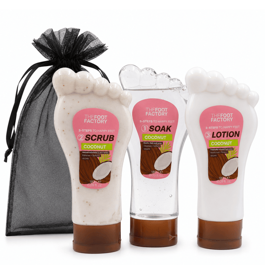 Contents of the VikingTreat foot care gift set for softening and revitalising dry, tired feet
