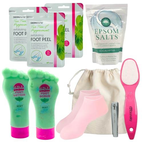 Ultimate Foot Care Kit with Exfoliating Foot Mask, Foot Peel Mask, Foot Spa Essentials & Beauty Tools for Smooth Feet