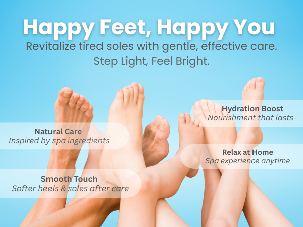 Foot care promoting soft, hydrated feet with spa benefits and gentle foot care routine.