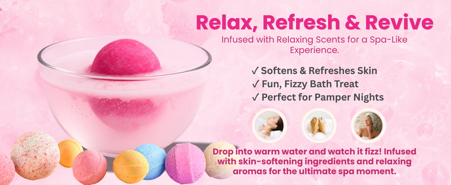 Pink Fizzy Bath Bomb for Girls – Relaxing and Skin-Softening Spa Treat