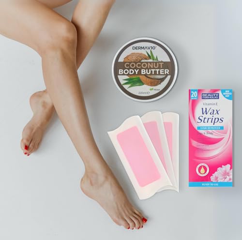 Vanilla Body Butter with Wax Strips, Mirror & Tweezers - Body Moisturizer and Hydration Bundle