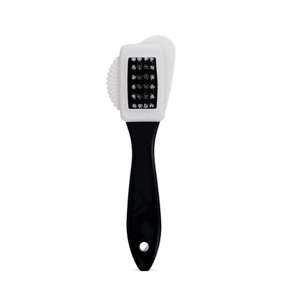 suede and nubuck cleaning brush with black handle on white background for gentle stain removal