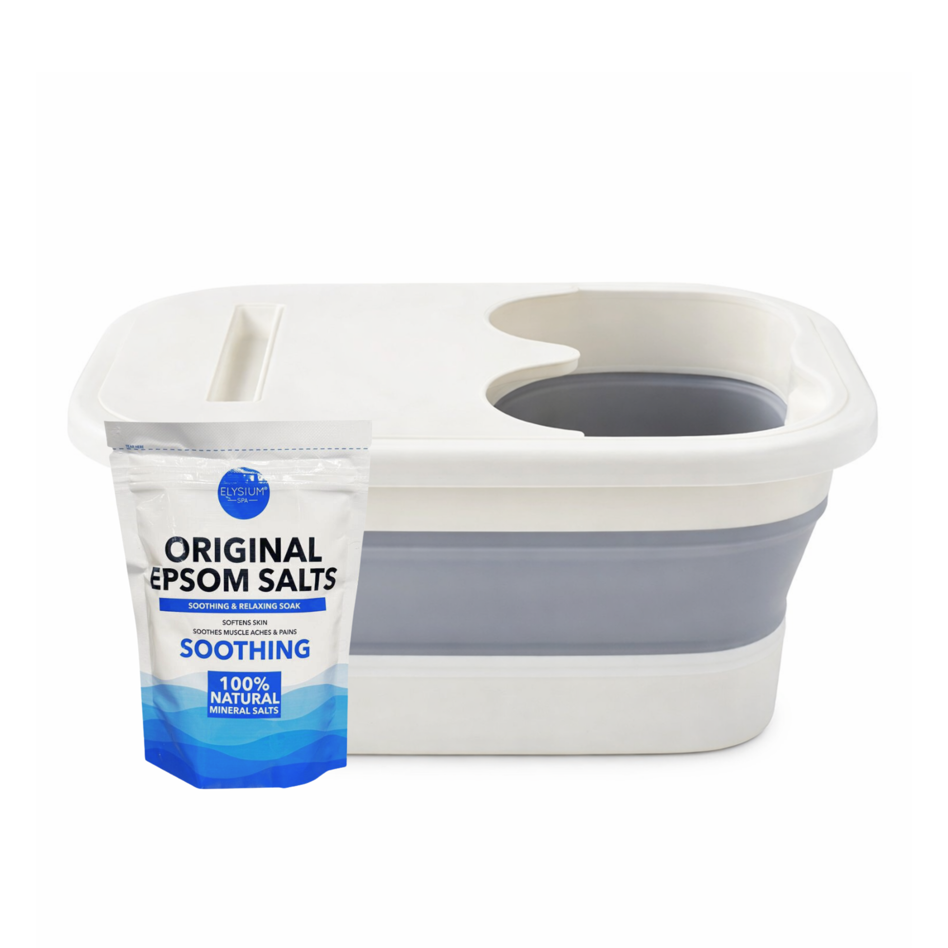Foldable foot spa bath with original epsom salts soothing soak for relaxing tired feet at home