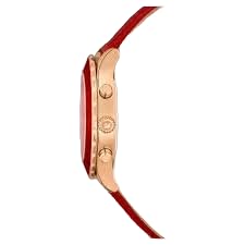 Swarovski Octea Lux Chrono Rose Gold Quartz Red Watch with Leather Strap, Crystals, Swiss Made Octea Lux Crystal Watch Collection, Red 5646975, Octea Lux Chrono - Green, Octea Lux Chrono, Red