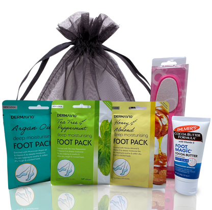 Deep Moisturizing Foot Pack Mask and Scrub with Foot File Bundle