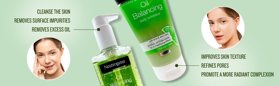 Oil Balancing Exfoliator, Facial Wash and Mask for Oily Skin Bundle