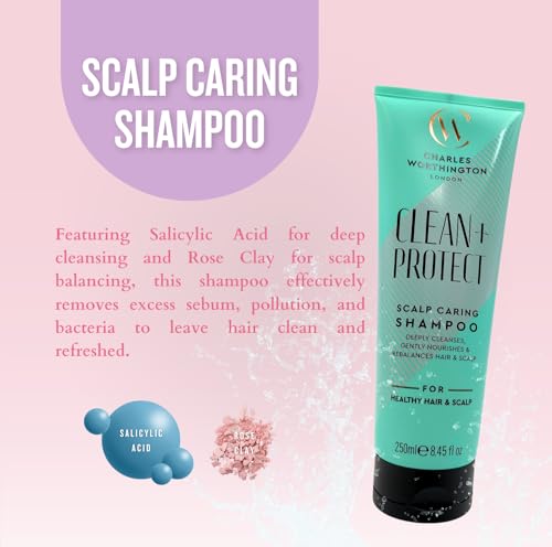 Scalp caring shampoo with salicylic acid and rose clay for deep cleansing, oil control and healthy scalp care