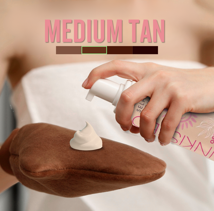 Self Tanning Kit, 6 Pieces – Facial Mist, Mousse, 3-in-1 Mitt, Scrub, Coconut Butter & Bronzing Pearls for Face & Body Glow (Medium)