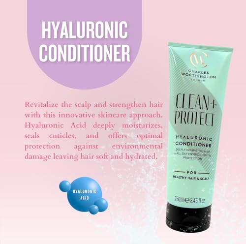 Hyaluronic conditioner designed to hydrate, strengthen hair and protect the scalp from environmental damage