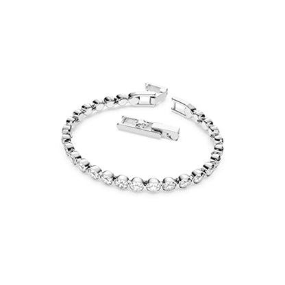 Swarovski Women's Tennis Bracelet and Earring Collection, Rhodium Finish, Clear Crystals