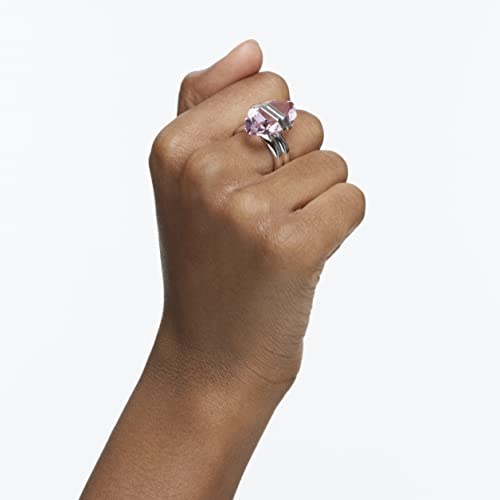 Swarovski Lucent Ring, Magnetic, Pink, Rhodium Plated