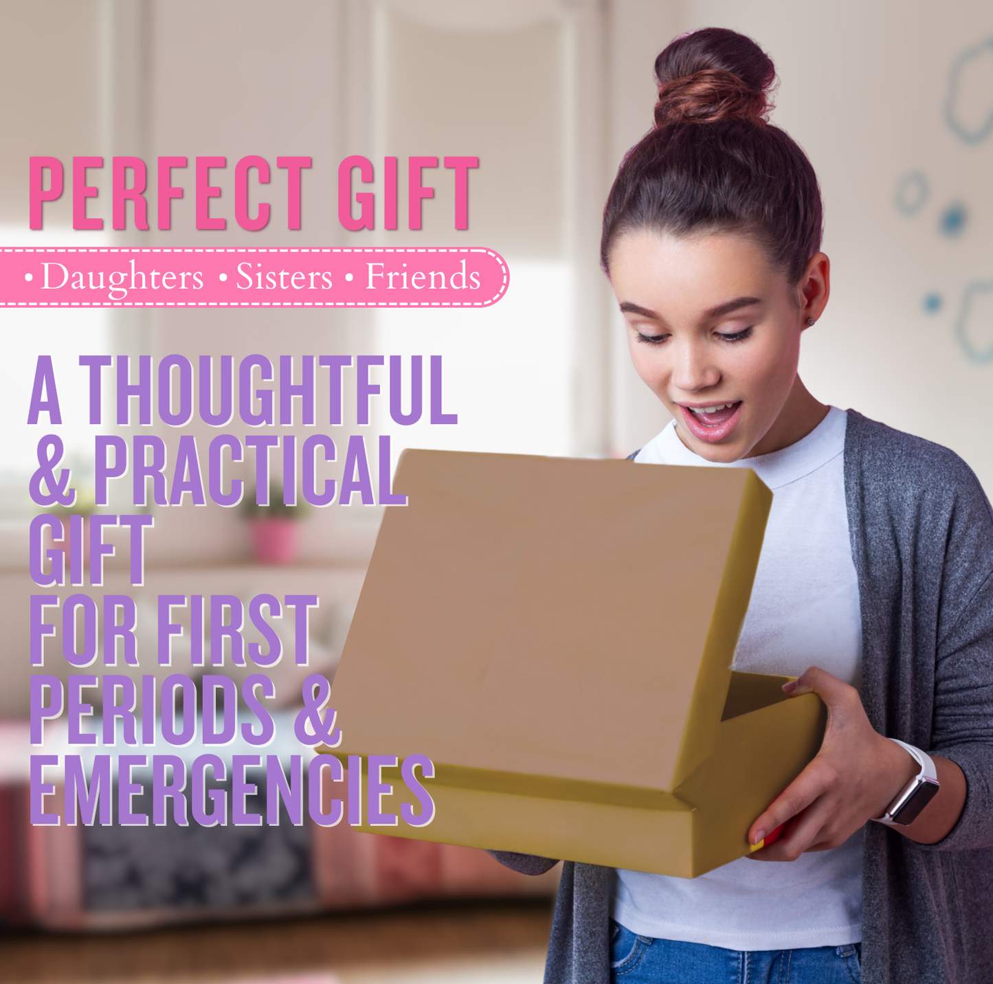 First Period Kit & Emergency Bag for Teens – Sanitary Towels (Day & Night), Hot Water Bottle, Storage Pouch – Menstrual Care Kit