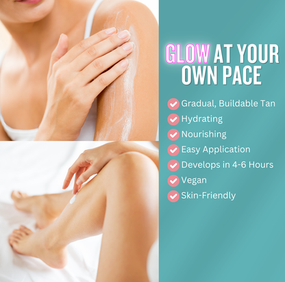 Complete Self Tan Kit – Medium to Dark Tanning Cream 200ml, 3-in-1 Mitt, Body Scrub, Coconut Lotion & Bronzing Pearls for Glowing Skin