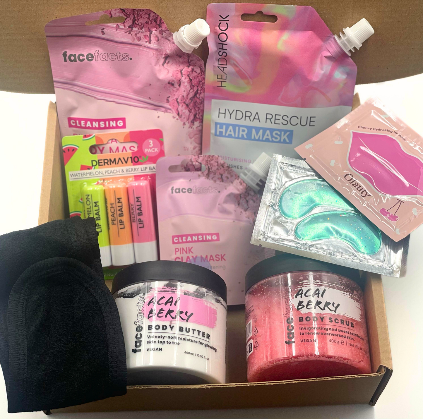 Luxury Spa Gift Set for Women – 9-Piece Vegan Bath and Skincare Box with Face Mask, Acai Scrub & Pink Clay Beauty Sets