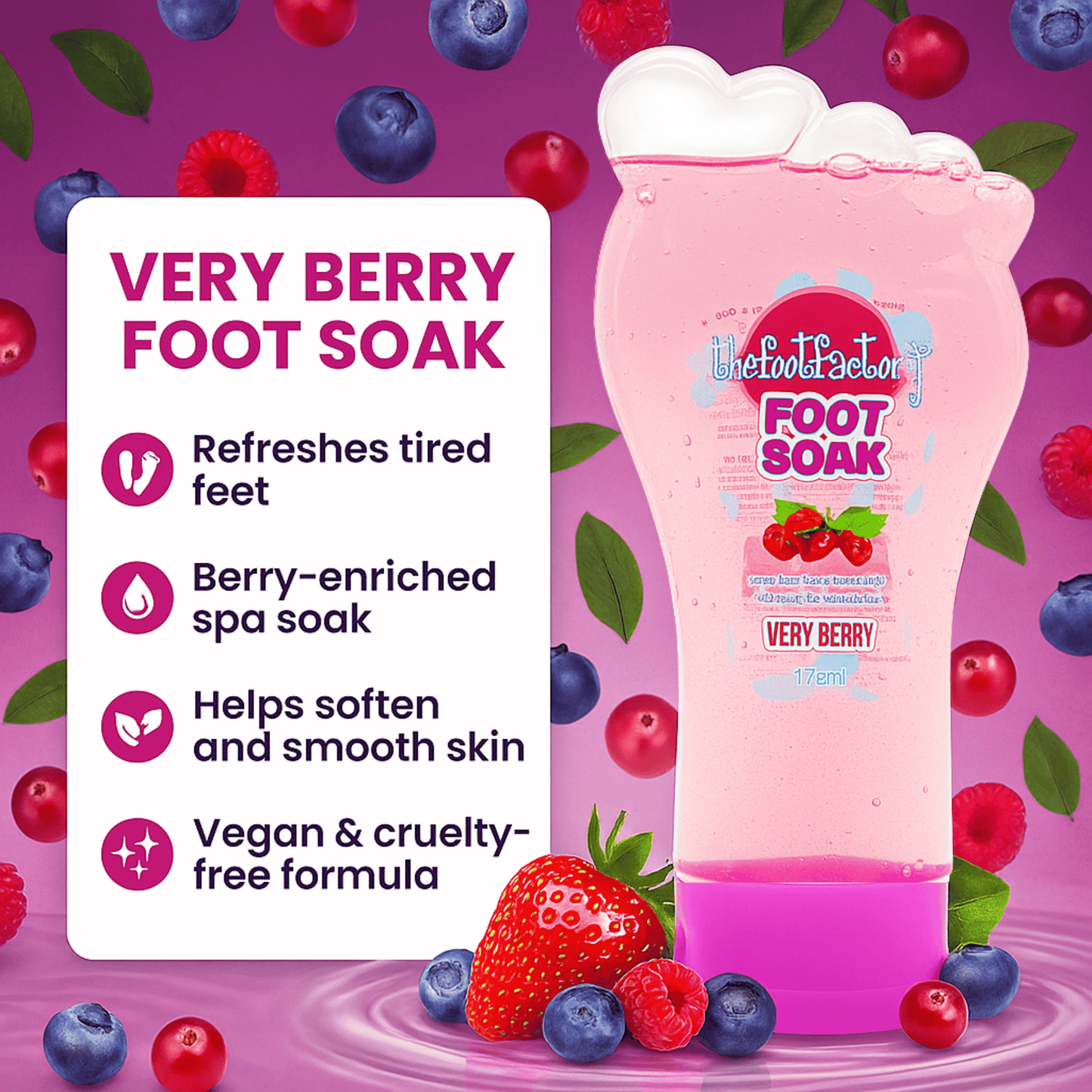 VIKINGTREAT Very Berry Vegan Foot Soak – Relaxing Pink Bath Salt for Soft, Refreshed & Rejuvenated Feet