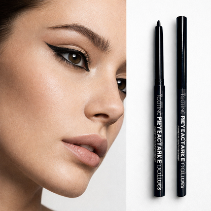 Close-up of eyeliner application creating a defined winged eye makeup look