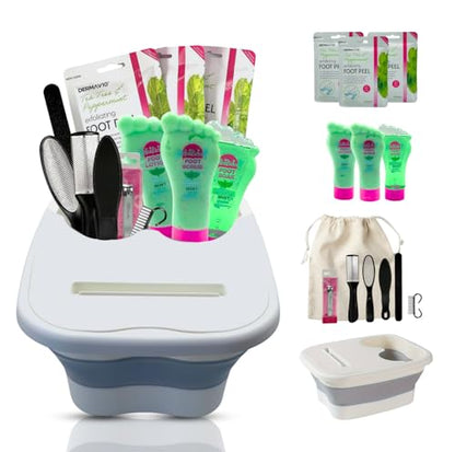 Foot Care Kit Premium Exfoliating Essentials Set with Foot Mask, Peel Mask, Spa Tools, Pedicure set for feet Bundle