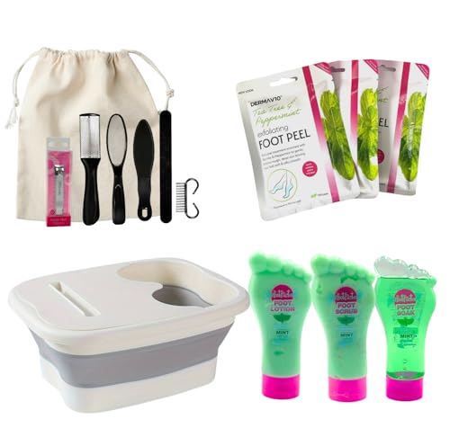 Foot Care Kit Premium Exfoliating Essentials Set with Foot Mask, Peel Mask, Spa Tools, Pedicure set for feet Bundle