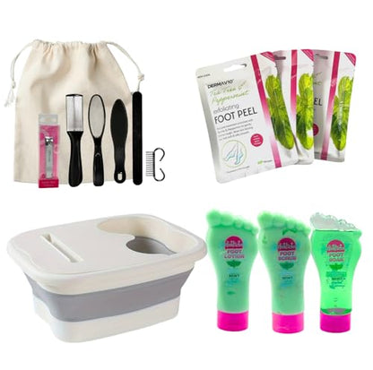 Foot Care Kit Premium Exfoliating Essentials Set with Foot Mask, Peel Mask, Spa Tools, Pedicure set for feet Bundle