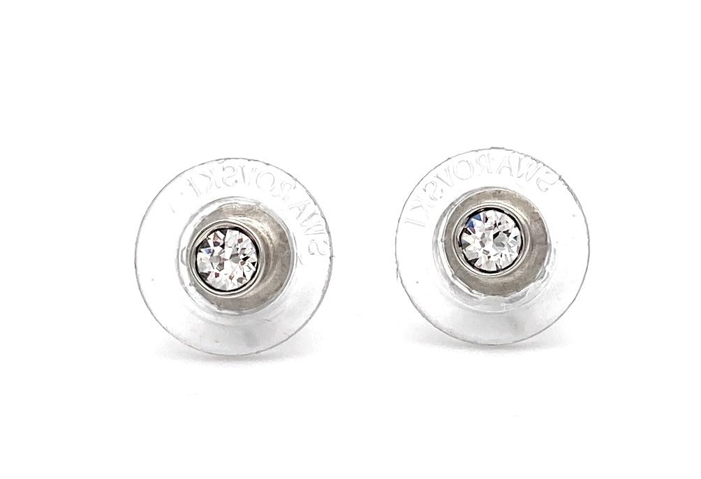 Swarovski Harley Stud Round cut, White, Rhodium plated Earrings, Set of 2