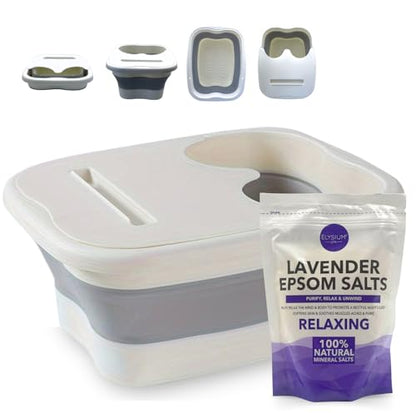 Foot Spa Kit - Foldable Foot Spa Bath Tub and Relaxing Lavender Epsom Salts