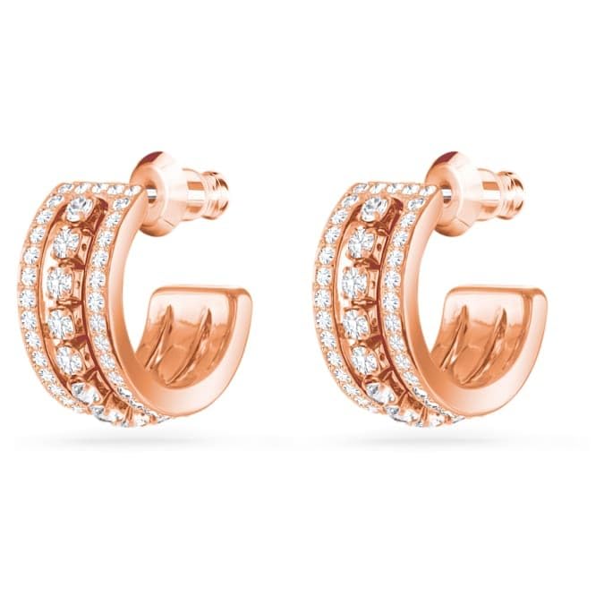 Swarovski Further hoop earrings White - Rose gold - tone plated