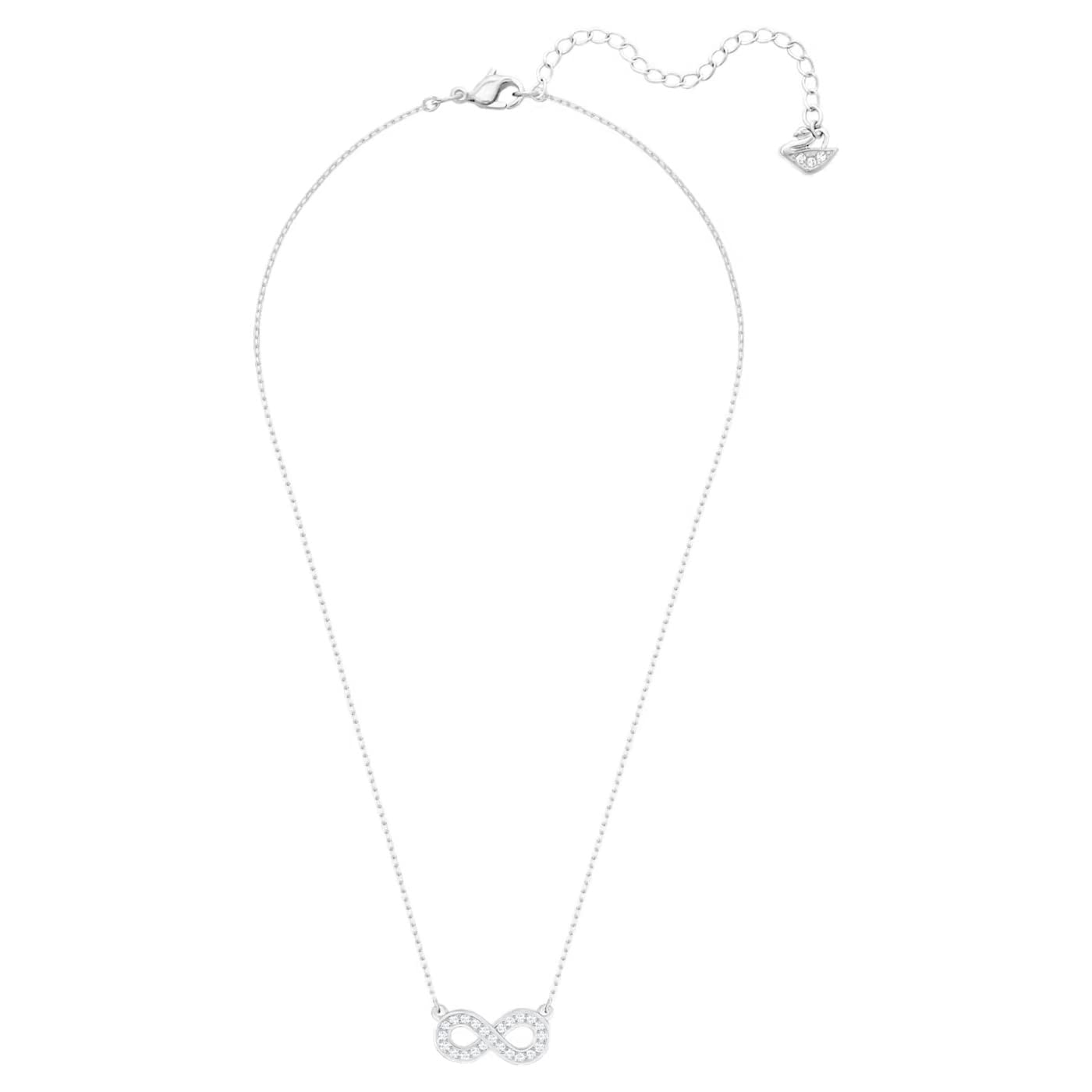 Swarovski Latisha necklace Infinity, White, Rhodium plated, Crystal, No Gemstone