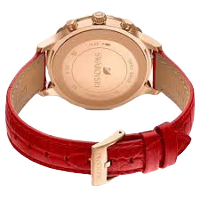 Swarovski Octea Lux Chrono Rose Gold Quartz Red Watch with Leather Strap, Crystals, Swiss Made Octea Lux Crystal Watch Collection, Red 5646975, Octea Lux Chrono - Green, Octea Lux Chrono, Red