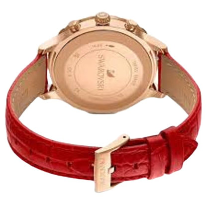 Swarovski Octea Lux Chrono Rose Gold Quartz Red Watch with Leather Strap, Crystals, Swiss Made Octea Lux Crystal Watch Collection, Red 5646975, Octea Lux Chrono - Green, Octea Lux Chrono, Red