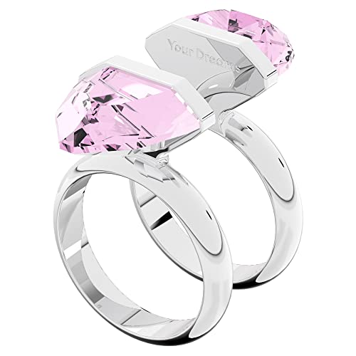 Swarovski Lucent Ring, Magnetic, Pink, Rhodium Plated