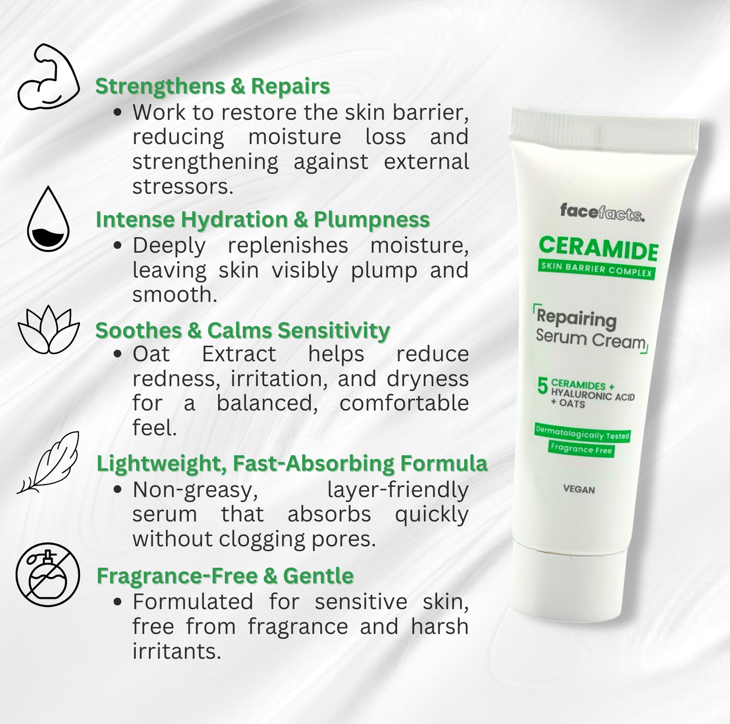 Ceramide Skincare Gift Set for Women – Face Care Kit with Moisturising Gel Cream, Repairing Serum, Simple Face Wash – Vitamin-Enriched Skin Gifts for Her