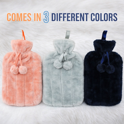 Hot water bottle period pain relief set in multiple colours for cramp comfort and menstrual self-care support