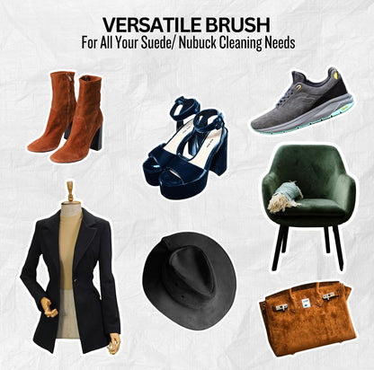 Suede and nubuck cleaning brush suitable for shoes, boots, bags, furniture, and delicate fabrics

