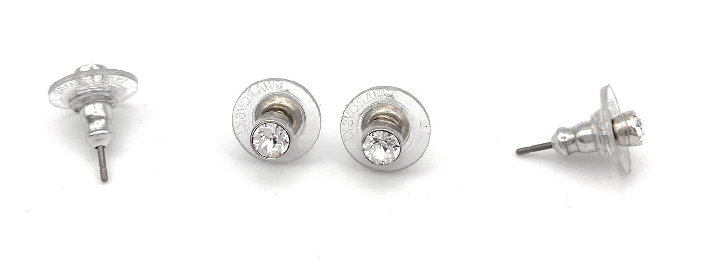 Swarovski Harley Stud Round cut, White, Rhodium plated Earrings, Set of 2