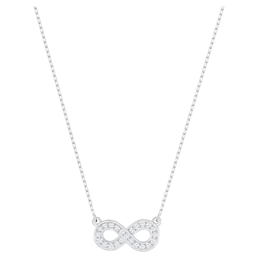 Swarovski Latisha necklace Infinity, White, Rhodium plated, Crystal, No Gemstone