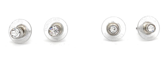 Swarovski Harley Stud Round cut, White, Rhodium plated Earrings, Set of 2