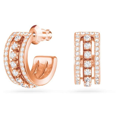 Swarovski Further hoop earrings White - Rose gold - tone plated