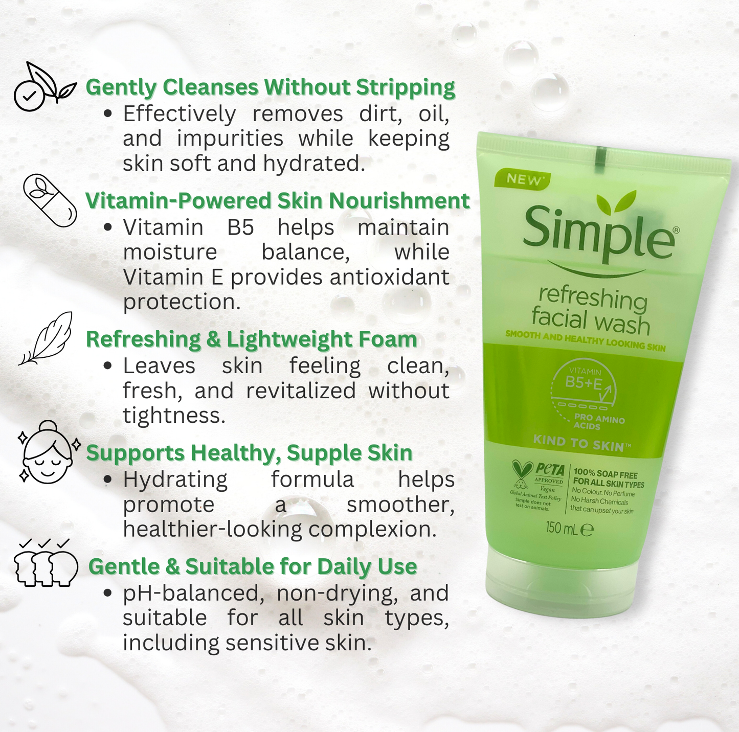 Ceramide Skincare Gift Set for Women – Face Care Kit with Moisturising Gel Cream, Repairing Serum, Simple Face Wash – Vitamin-Enriched Skin Gifts for Her