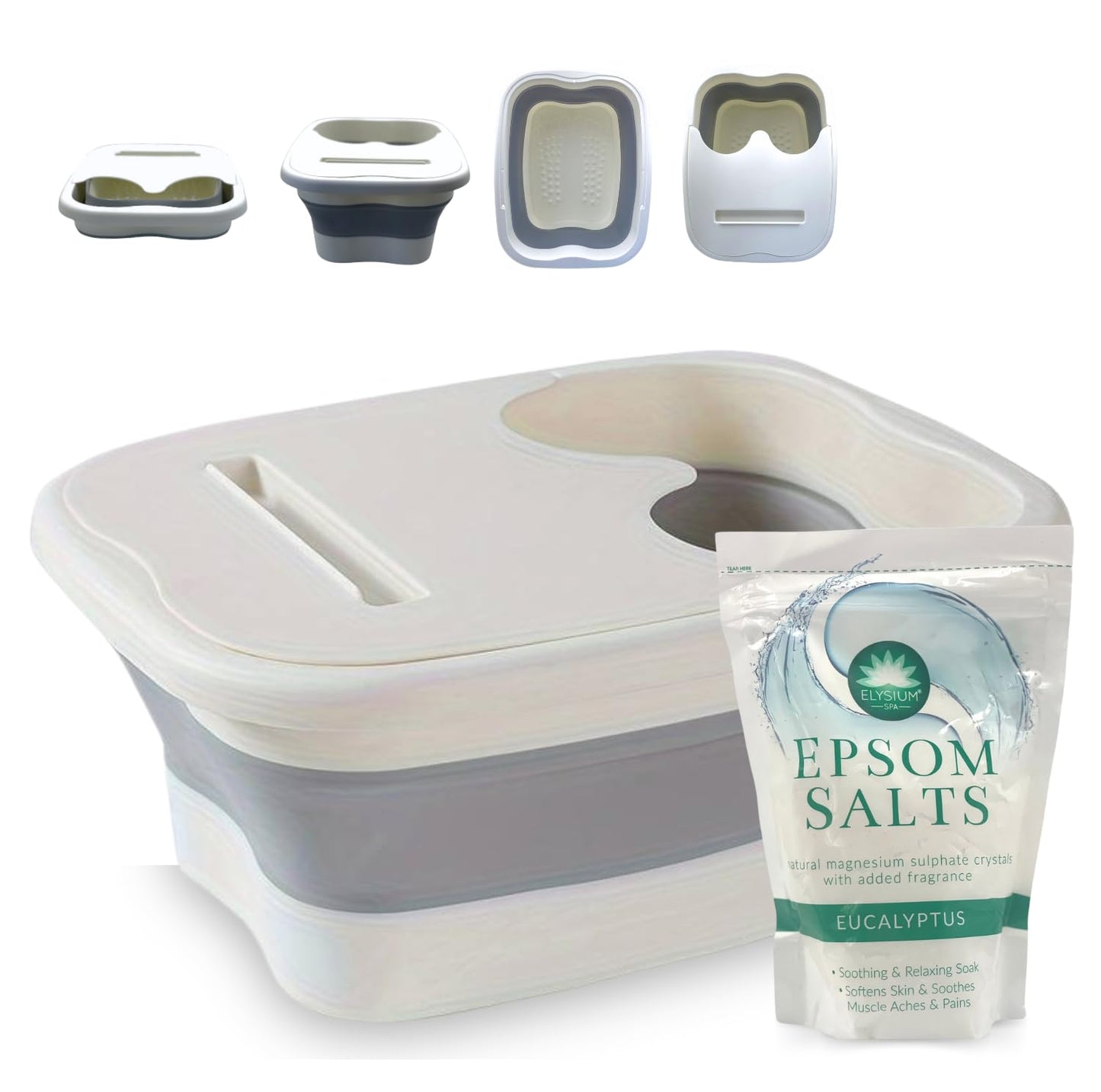 Foot Spa Kit - Foldable Bath Tub & Eucalyptus Epsom Salts