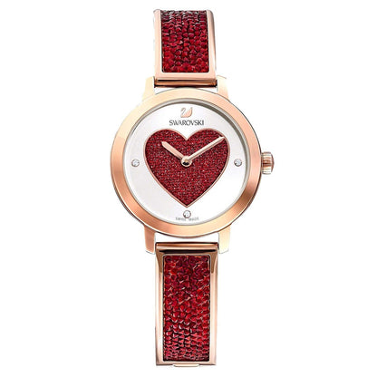 Swarovski 5483519 Silver/Red Heart Dial Red Cosmic Rock Crystal Stainless Steel Bracelet Ladies 29mm Watch, Red, Modern