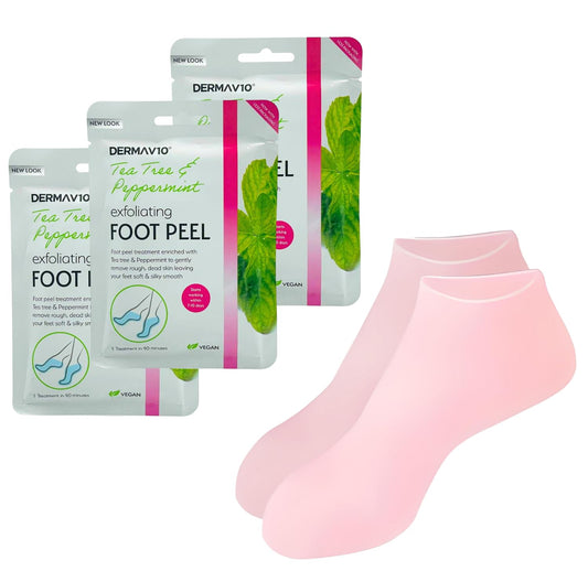 Foot Care Kit - 3X Foot Peel Masks & Silicone Socks