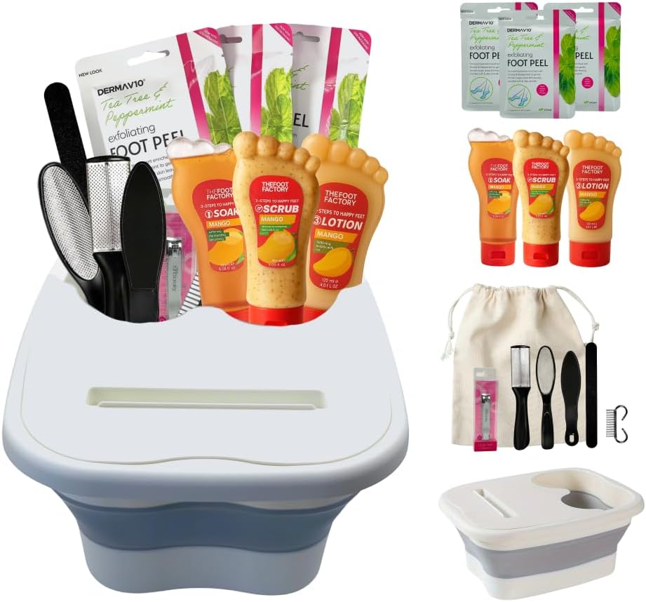 VIKINGTREAT Foot Care Kit Premium Exfoliating Set with Foot Peel Mask, Hydrating Mask & Pedicure Tools