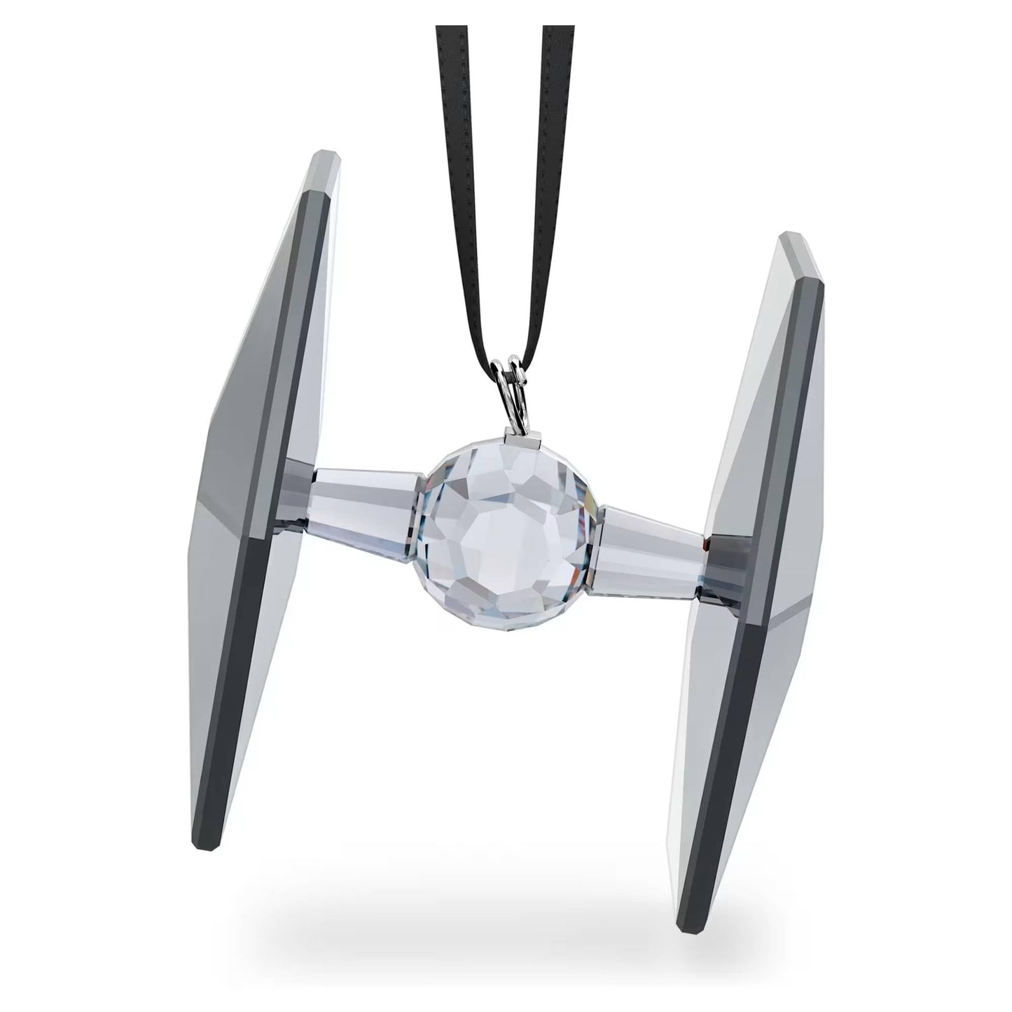 Swarovski Star Wars TIE Fighter Ornament, Black Crystal and Polished Metal, from the Star Wars Collection