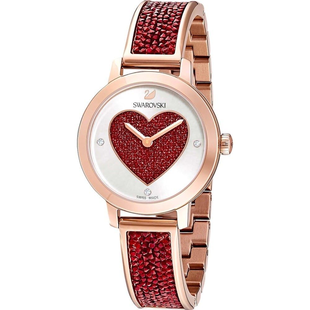 Swarovski 5483519 Silver/Red Heart Dial Red Cosmic Rock Crystal Stainless Steel Bracelet Ladies 29mm Watch, Red, Modern