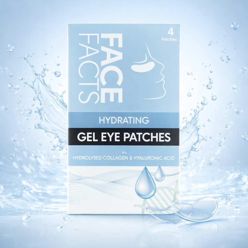 Face Facts Hydrating Gel Eye Patches with hyaluronic acid and hydrolysed collagen for cooling under eye hydration
