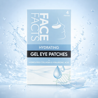 Face Facts Hydrating Gel Eye Patches with hyaluronic acid and hydrolysed collagen for cooling under eye hydration