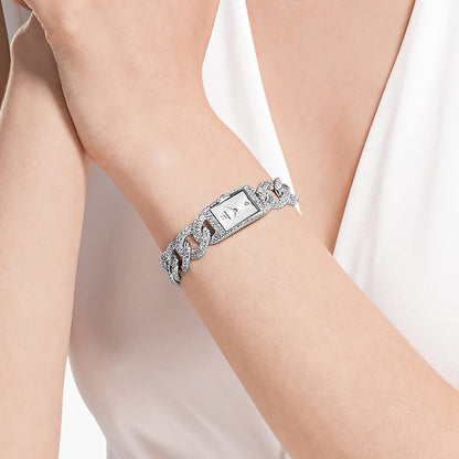 Swarovski Cocktail Watch, White Pavé Crystals in a Silver Tone Plated Setting, from the Cocktail Collection