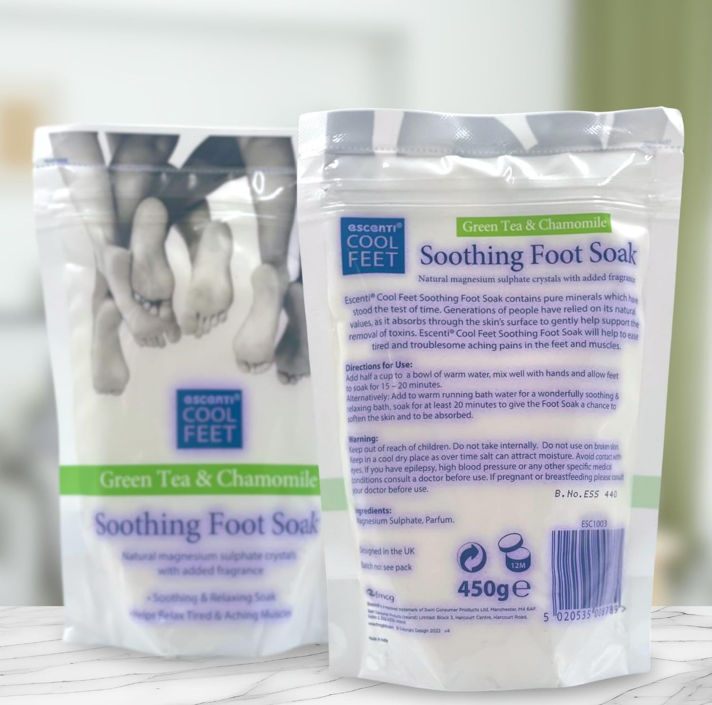 Foot Spa Kit - Foldable Foot Spa Bath Tub and Green Tea & Chamomile Soothing Foot Soak