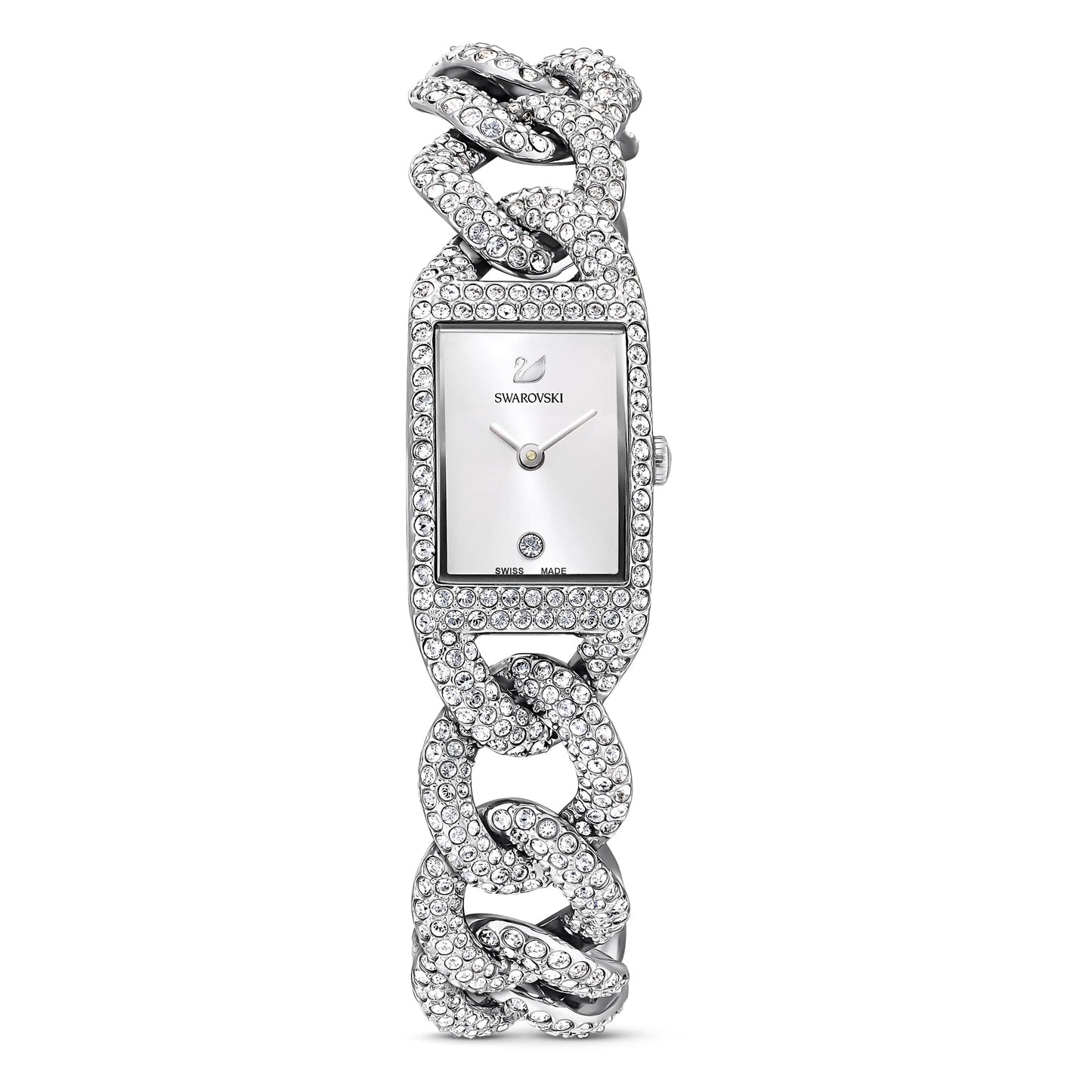 Swarovski Cocktail Watch, White Pavé Crystals in a Silver Tone Plated Setting, from the Cocktail Collection