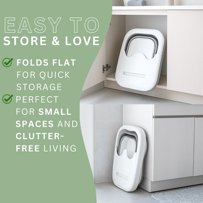 Collapsible foot spa bath with built in phone holder allowing hands free relaxation during foot soak